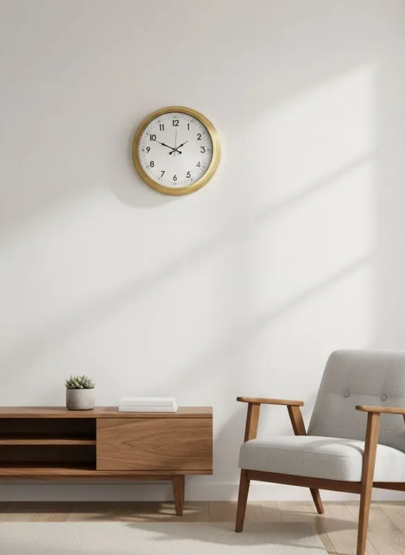 Klasik Duvar Saati Gold Metal | 40 cm | Butik Saati