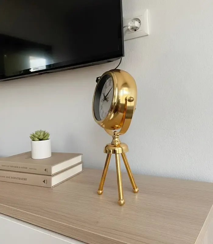 Mini Tripod Romen Gold Masa Saati | 37x18 cm | Butik Saat