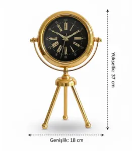 Mini Tripod Şık Gold Masa Saati | 37x18 cm | Butik Saat