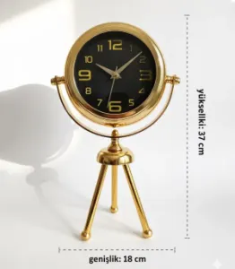 Mini Tripod Gold Masa Saati Modeli | 37x18 cm | Butik Saat