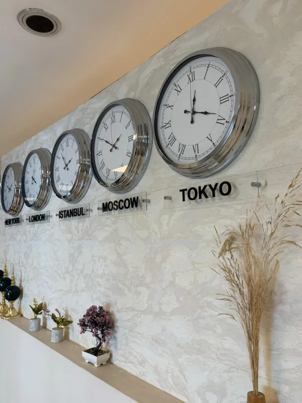 40 cm Metal Tabelası Ülke Başkenti Dünya Duvar Saati Modeli