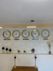 40 cm Gold Metal Tabelalı Desenli Kadran Ülke Başkenti Dünya Duvar Saati
