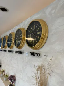 40 cm Gold Metal Tabelalı Siyah Kadran Ülke Başkenti Dünya Duvar Saati
