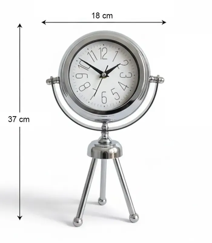 Mini Tripod Krom Masa Saati Modeli | 37x18 cm | Butik Saat