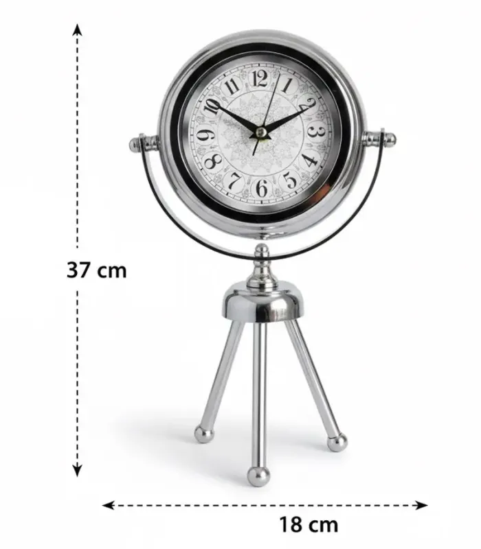 Mini Tripod Dekoratif Krom Masa Saati | 37x18 cm | Butik Saat