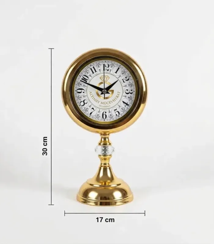 Kristal Ayaklı Gold Promosyon Masa Saati | 30×17 cm | Butik Saat