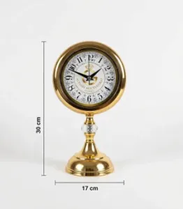 Kristal Ayaklı Gold Promosyon Masa Saati | 30×17 cm | Butik Saat