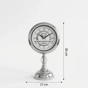 Kristal Ayaklı Krom Promosyon Masa Saati | 30×17 cm | Butik Saat