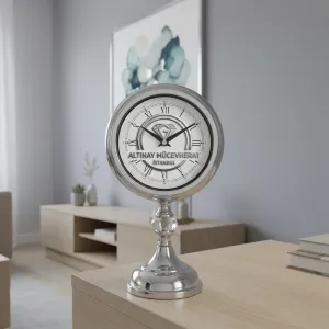 Kristal Ayaklı Krom Promosyon Masa Saati | 30×17 cm | Butik Saat