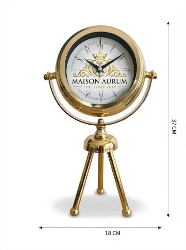 Tripod Ayaklı Gold Promosyon Masa Saati | 37×18 cm | Butik Saat