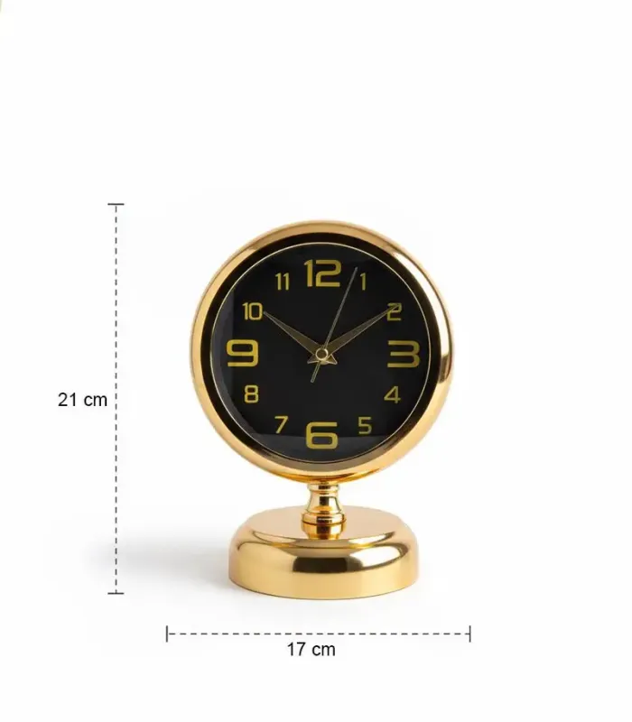 Metal Lüks Gold Masa Saati Modeli | 21x17 cm | Butik Saat