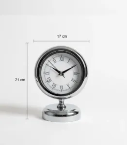 Metal Krom Masa Saati Retro Modeli | 21x17 cm | Butik Saat