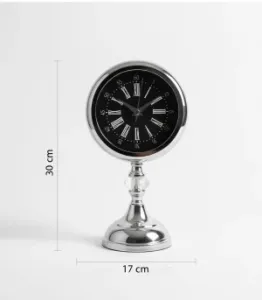 Değişik Metal Kristal Krom Masa Saati | 30x17 cm | Butik Saat
