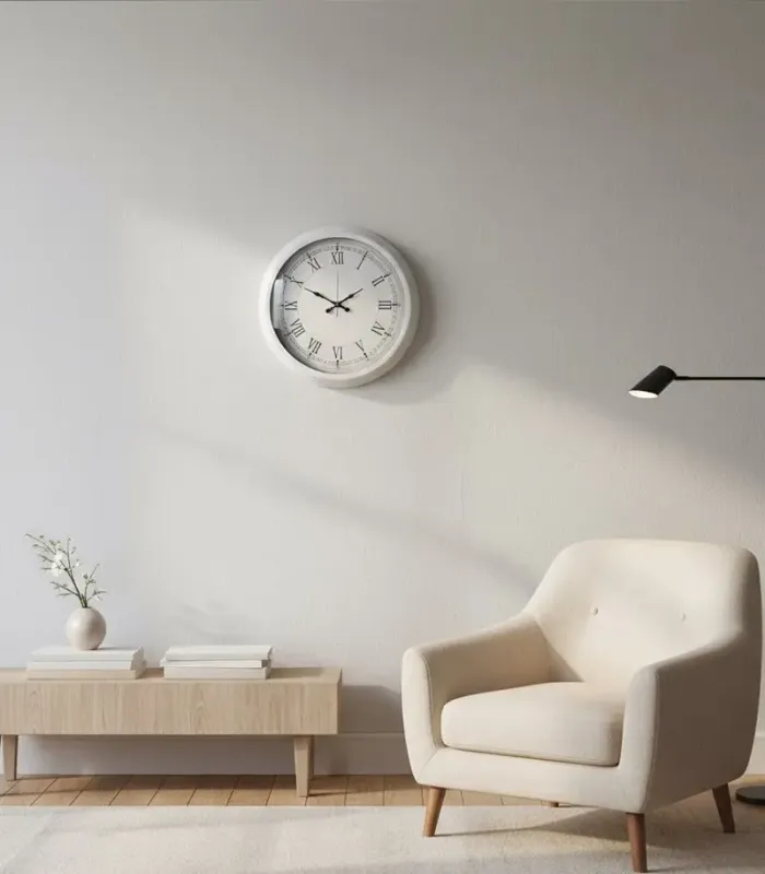 Dekoratif Retro Beyaz Duvar Saati | 40 cm | Butik Saat