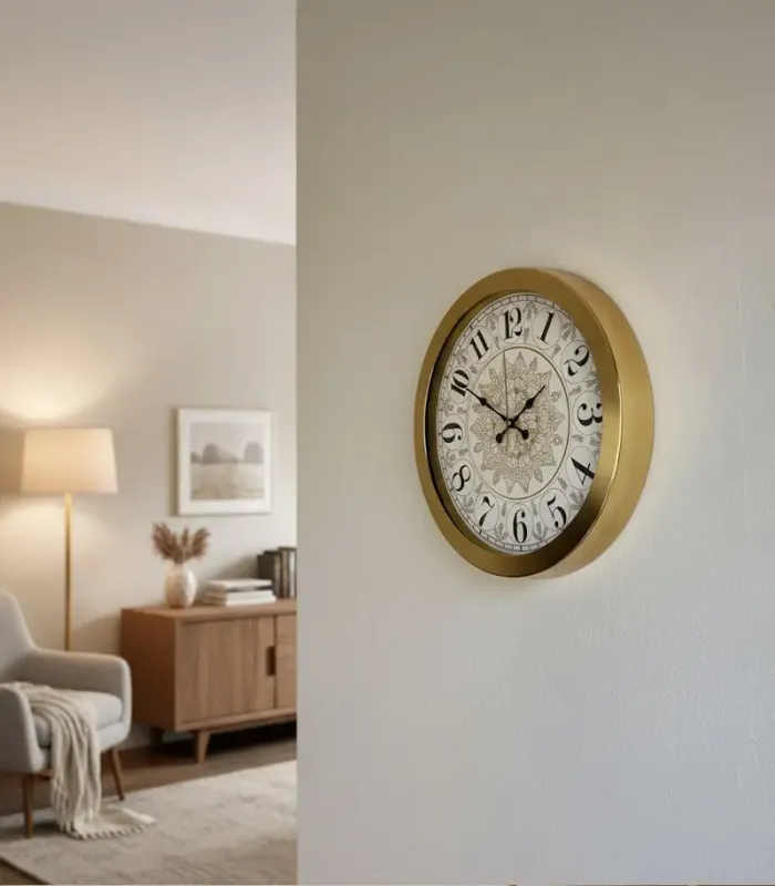 Metal Zengin Lüks Gold Duvar Saati | 36 cm | Butik Saat