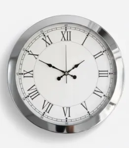 Metal Retro Krom Duvar Saati | 36 cm | Butik Saat