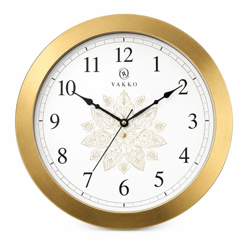 Promosyon Duvar Saati 36 cm Gold Metal – Sessiz Mekanizmalı Şık Tasarım