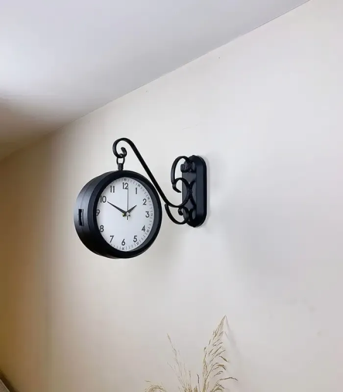 Toptan Çift Taraflı Klasik İstasyon Duvar Saati - 36x25 cm
