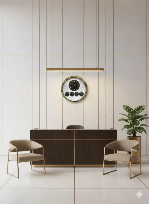 Toptan 52 cm Metal Gold Dünya Saatleri Duvar Saatleri