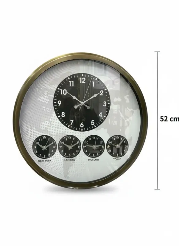 Toptan 52 cm Metal Eskitme Dünya Saatleri Duvar Saatleri