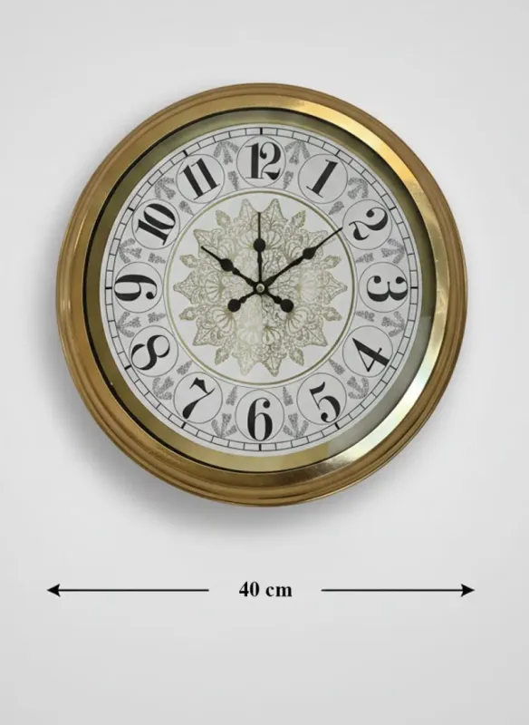 Toptan 40 cm Gold Metal Dekoratif Duvar Saati