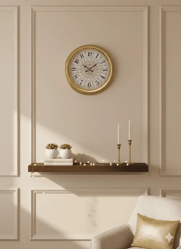 Toptan 40 cm Gold Metal Dekoratif Duvar Saati