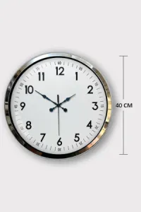 Toptan Dekoratif Duvar Saati Modeli | 40 cm Krom Metal | Butik Saat