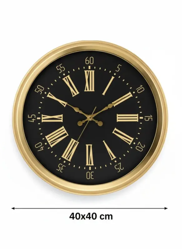 Toptan Dekoratif Duvar Saati Gold Metal | 40 cm | Butik Saati