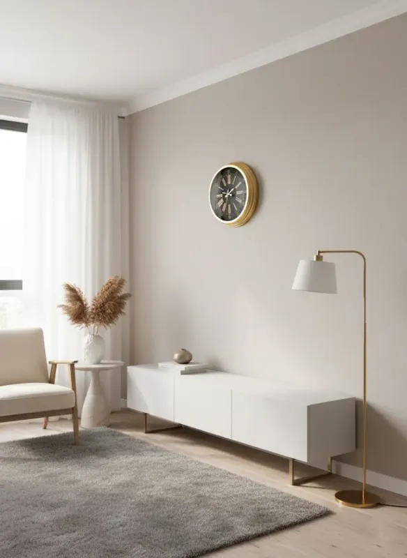 Toptan Dekoratif Duvar Saati Gold Metal | 40 cm | Butik Saati