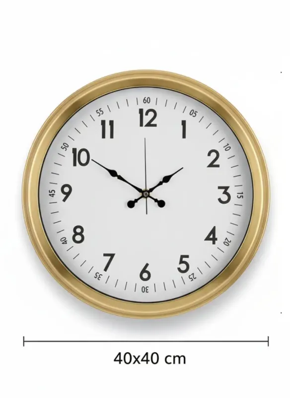 Toptan Klasik Duvar Saati Gold Metal | 40 cm | Butik Saati