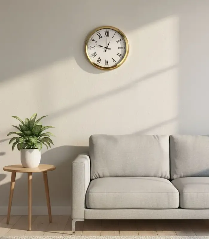 Toptan Metal Altın Rengi Duvar Saati | 40 cm | Butik Saat