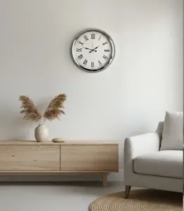 Toptan Dekoratif Retro Krom Duvar Saati | 40 cm | Butik Saat