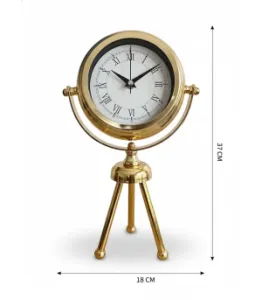 Toptan Mini Tripod Romen Gold Masa Saati | 37x18 cm | Butik Saat