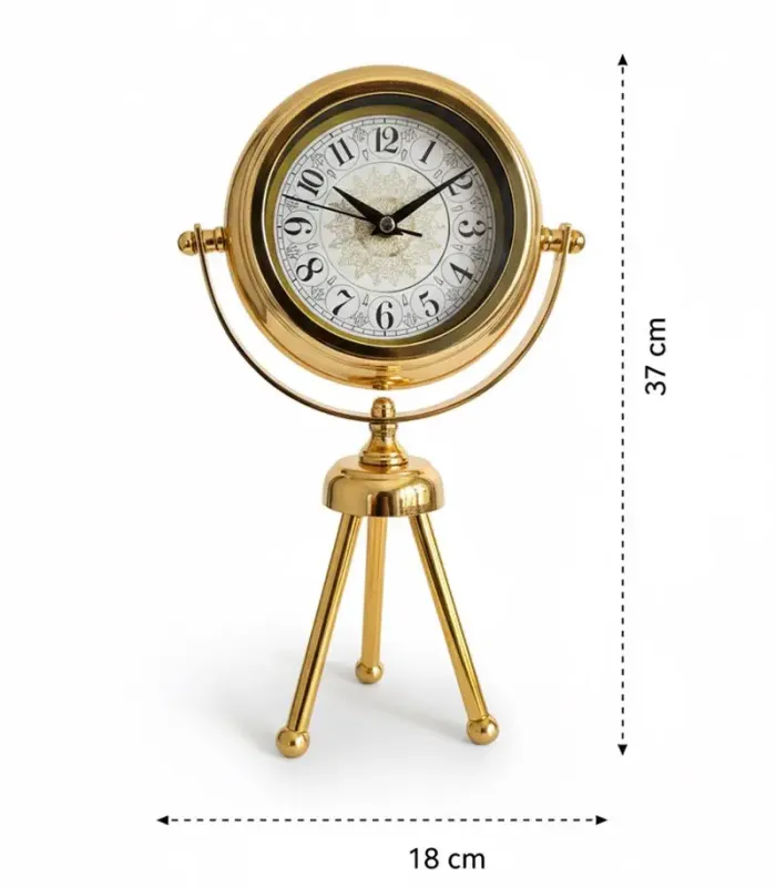 Toptan Mini Tripod Zengin Gold Masa Saati | 37x18 cm | Butik Saat