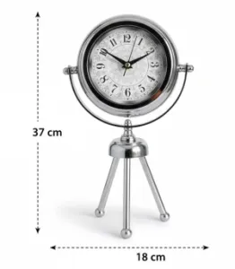 Toptan Mini Tripod Dekoratif Krom Masa Saati | 37x18 cm | Butik Saat
