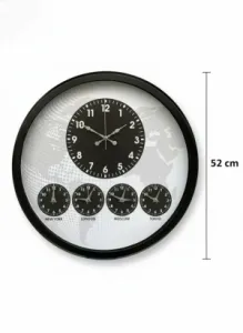 52 cm Siyah Dünya Saatleri Duvar Saatleri