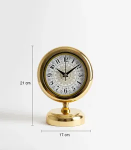 Toptan Metal Lüks Gold Masa Saati | 21x17 cm | Butik Saat