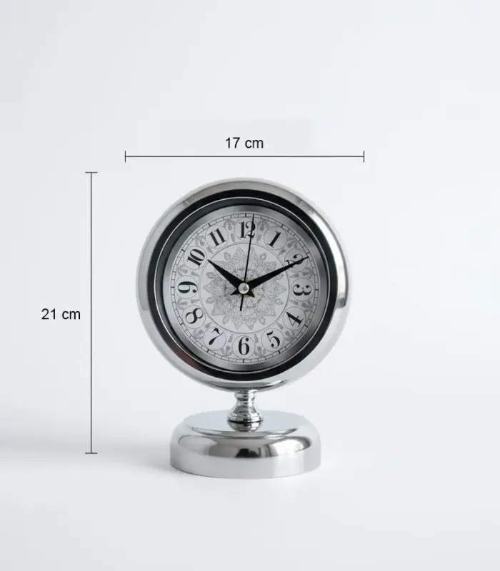 Toptan Metal Krom Masa Saati Lüks Modeli | 21x17 cm | Butik Saat