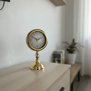 Toptan Metal Dekoratif Kristal Gold Masa Saati | 30x17 cm | Butik Saat