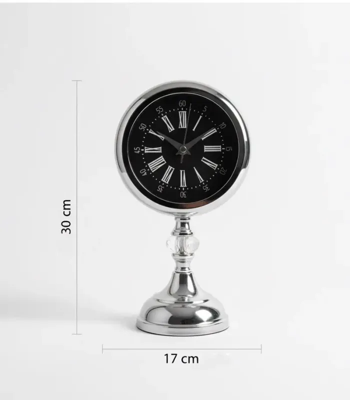 Toptan Değişik Metal Kristal Krom Masa Saati | 30x17 cm | Butik Saat