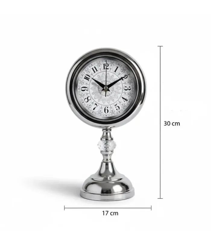 Toptan Lüks Metal Kristal Krom Masa Saati | 30x17 cm | Butik Saat