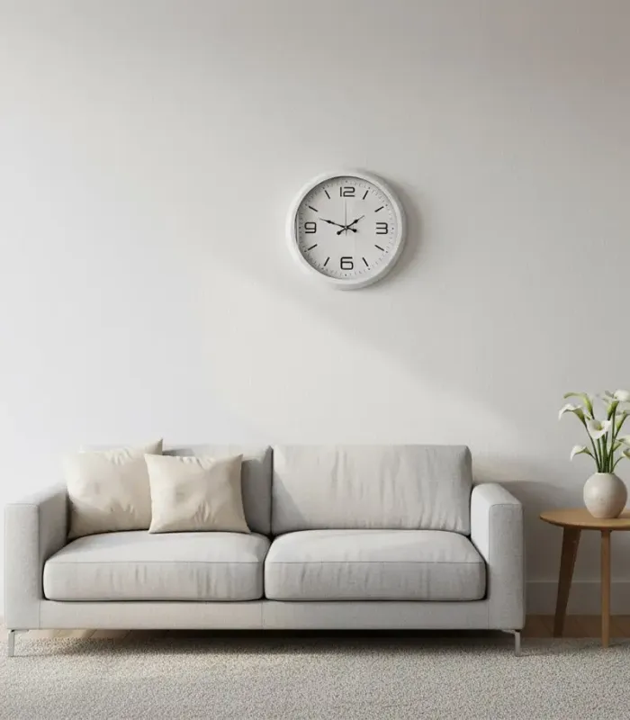 Toptan Metal Büyük Beyaz Duvar Saati | 40 cm | Butik Saat