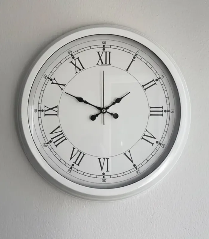 Toptan Dekoratif Retro Beyaz Duvar Saati | 40 cm | Butik Saat