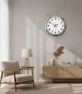 Toptan Metal Ofis Krom Duvar Saati | 52 cm | Butik Saat