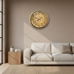 Toptan Metal Antik Gold Eskitme Duvar Saati | 52 cm | Butik Saat