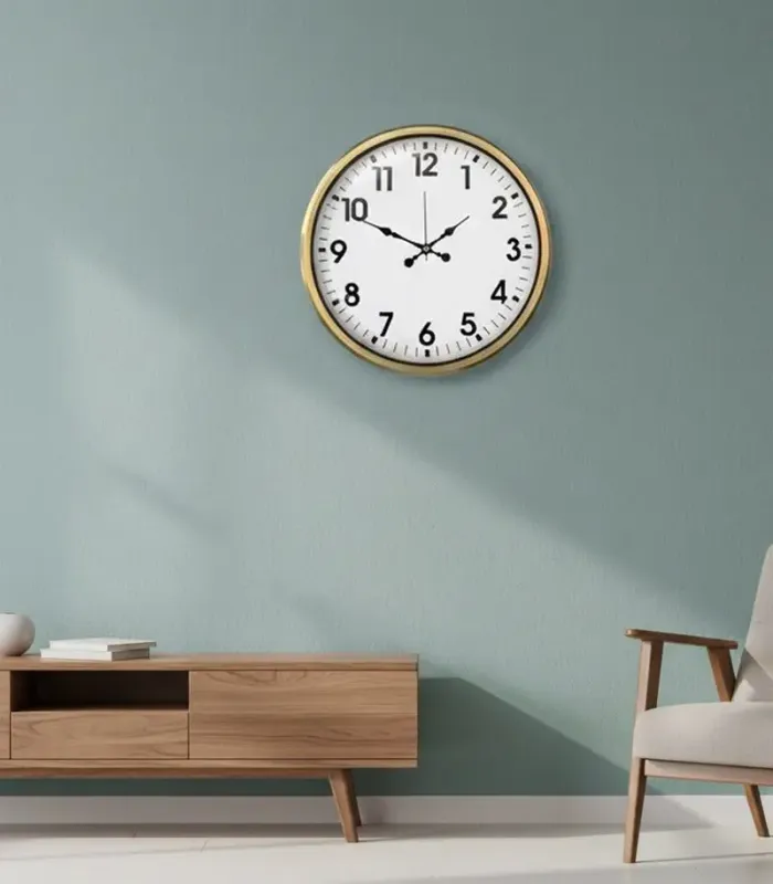 Toptan Metal Klasik Gold Eskitme Duvar Saati | 52 cm | Butik Saat