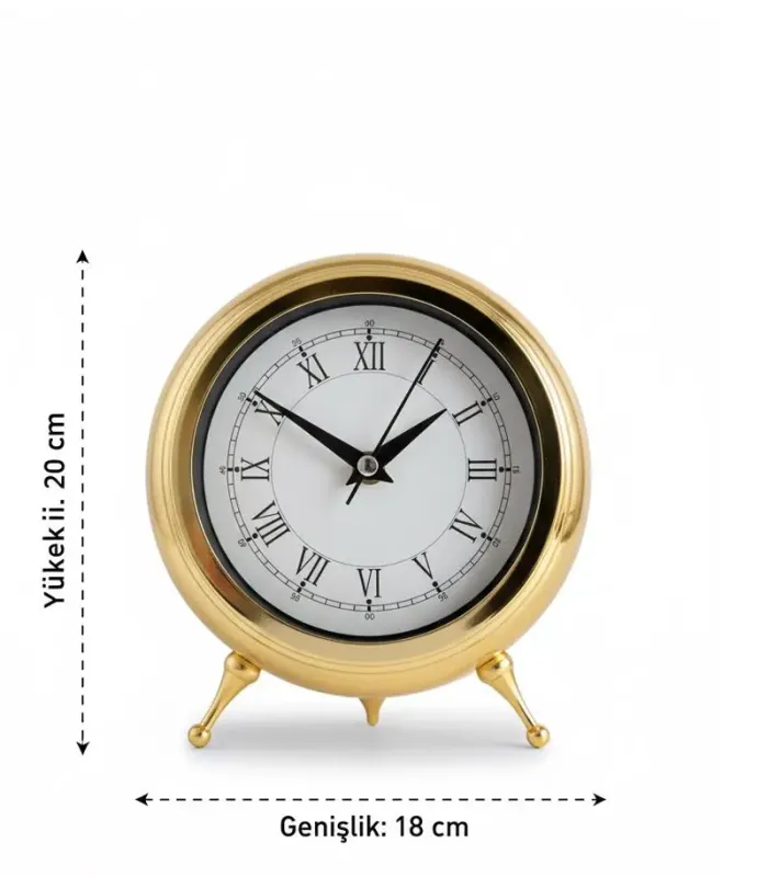 Toptan Altın Dekoratif Masa Saati | 20×18 cm | Butik Saat