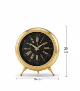 Toptan Lüks Gold Dekoratif Masa Saati | 20×18 cm | Butik Saat