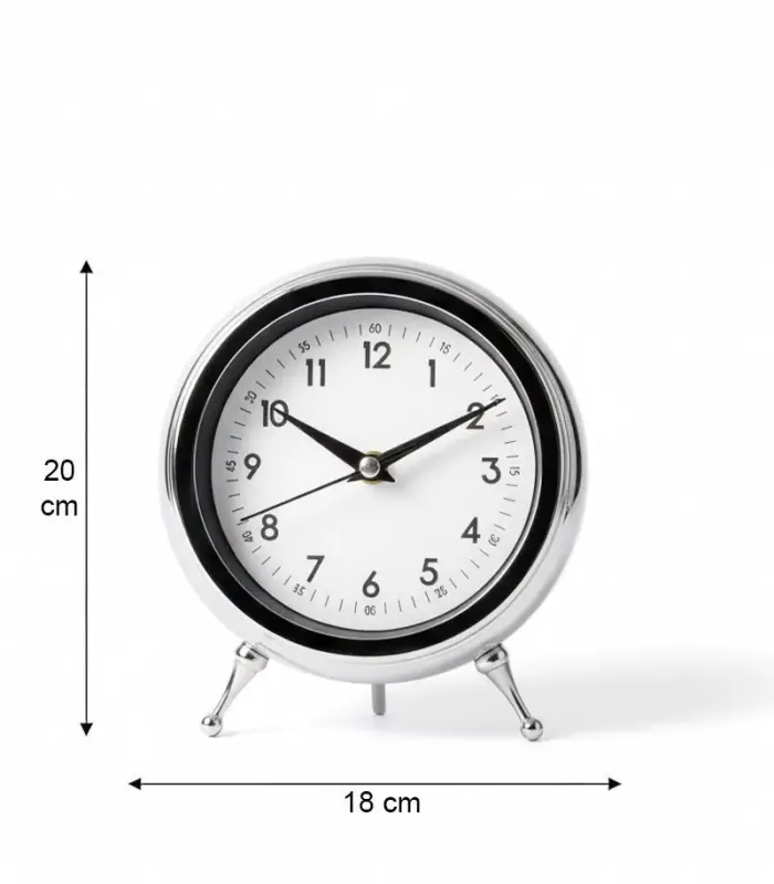 Toptan Metal Krom Masa Saati | 20×18 cm | Butik Saat
