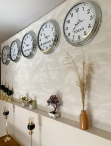 Ülke Saatleri Klasik Duvar Saati 40 cm Krom Metal 5’li Seti
